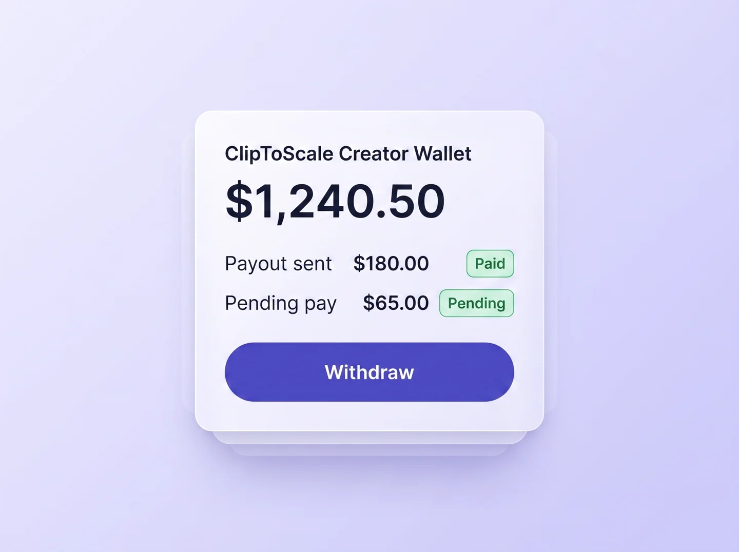 Creator earnings wallet and payouts